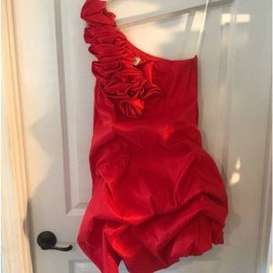 Red rosette cocktail dress